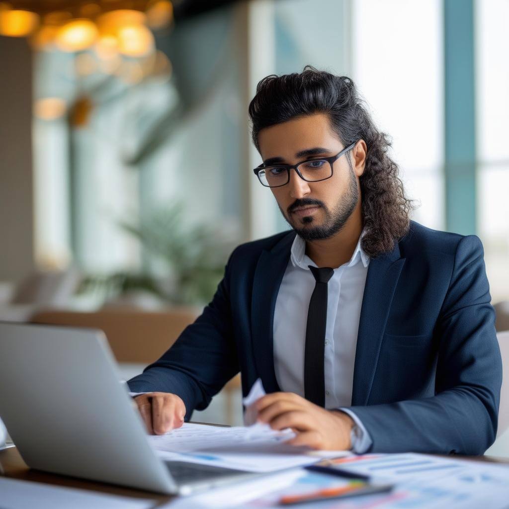 An image of a new business owner in Dubai learning about accounting and auditing obligations for their company